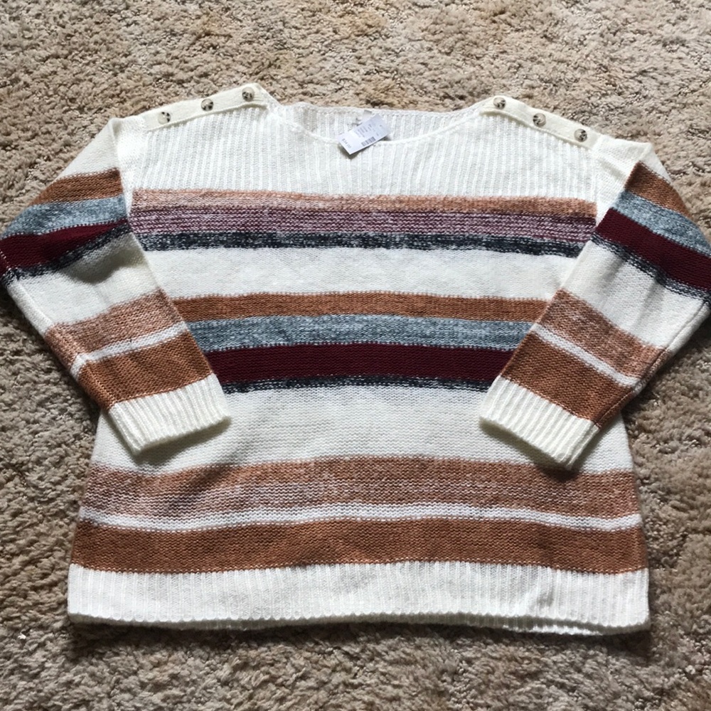 Maurices Multi Stripe Cream Sweater Sz Large NWT